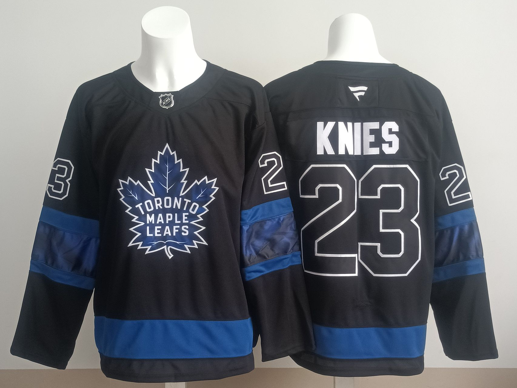 Men 2025 Toronto Maple Leafs #23 Knies Black Fanatics Home Premium NHL Jersey style 11